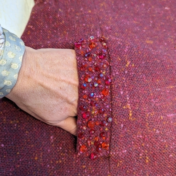 VINTAGE James Purcell Fuchsia Boucle Tweed Strapless Dress 10 Party Cocktail - Picture 12 of 15